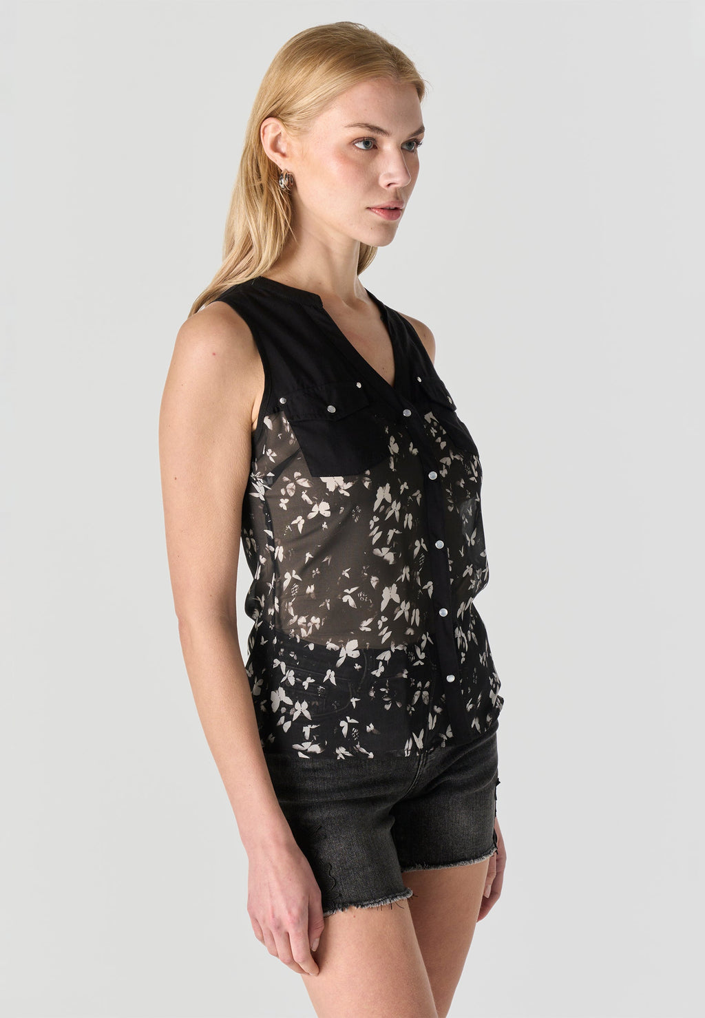 Blusa Mujer Sin Mangas Estampado Mariposa – Koroshi 2612BL81