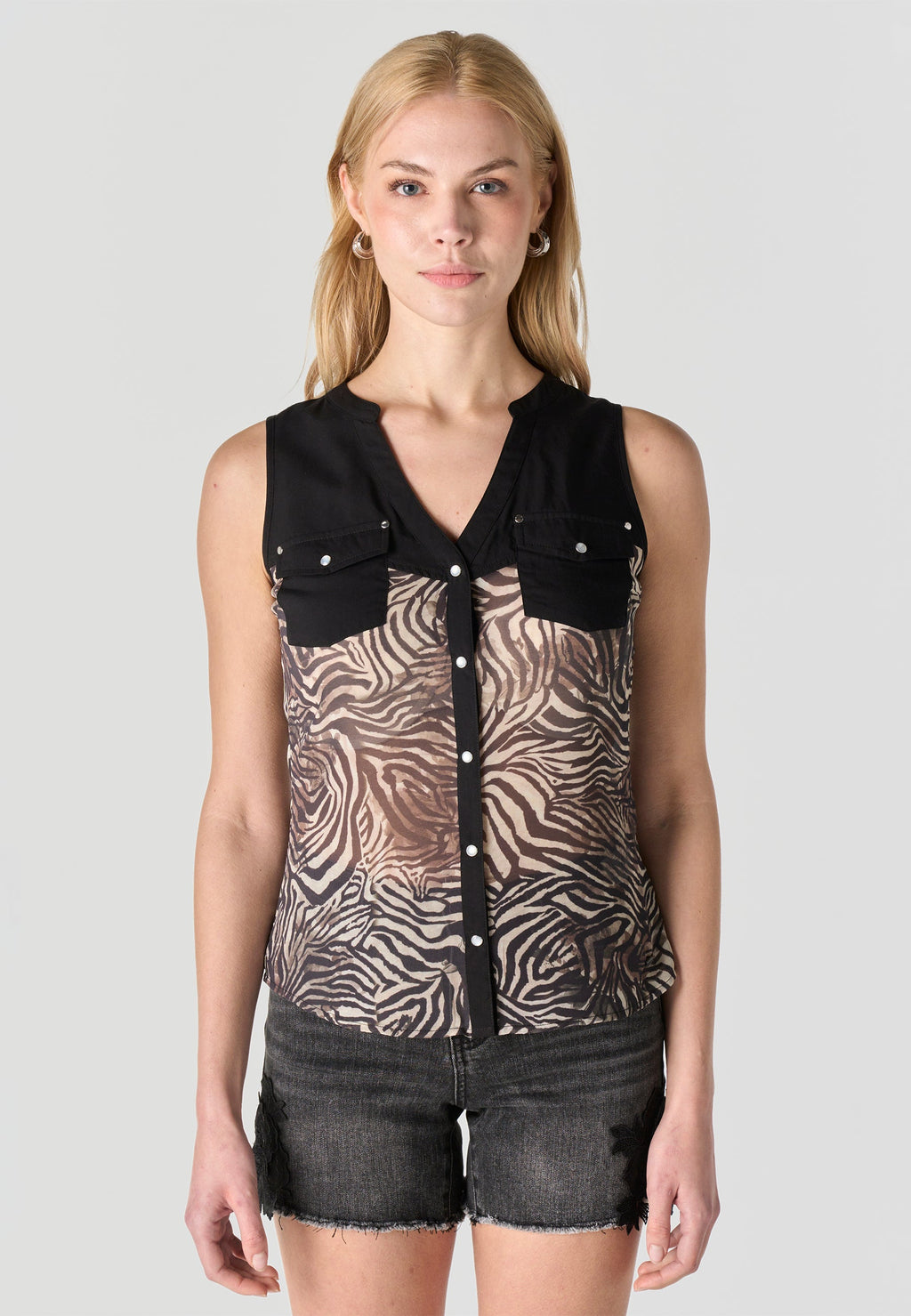Blusa Mujer Sin Mangas Estampado Mariposa – Koroshi 2612BL81