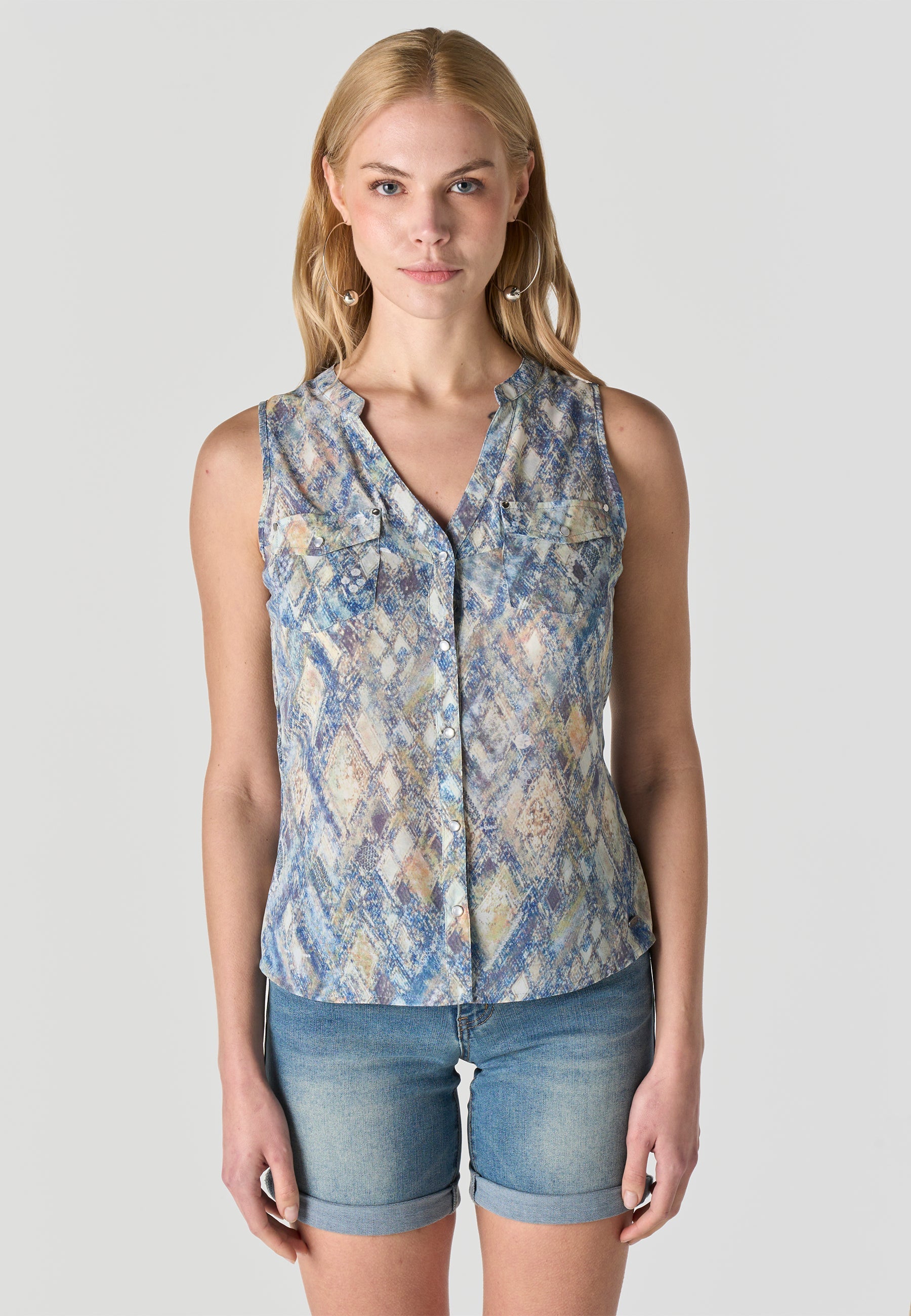 Blusa Mujer Sin Mangas Estampado Mariposa – Koroshi 2612BL81