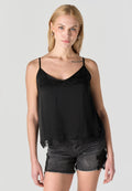 Blusa Mujer Tirantes Satén Drapeada – Koroshi Negro