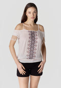 Blusa Mujer Hombros Descubiertos Viscosa Bordada – Koroshi 2612BL96