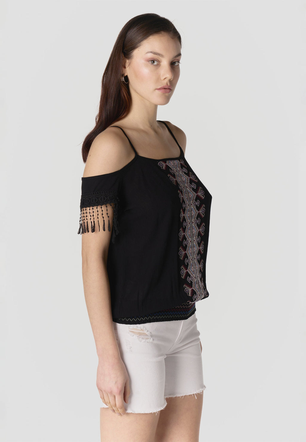 Blusa Mujer Hombros Descubiertos Viscosa Bordada – Koroshi 2612BL96