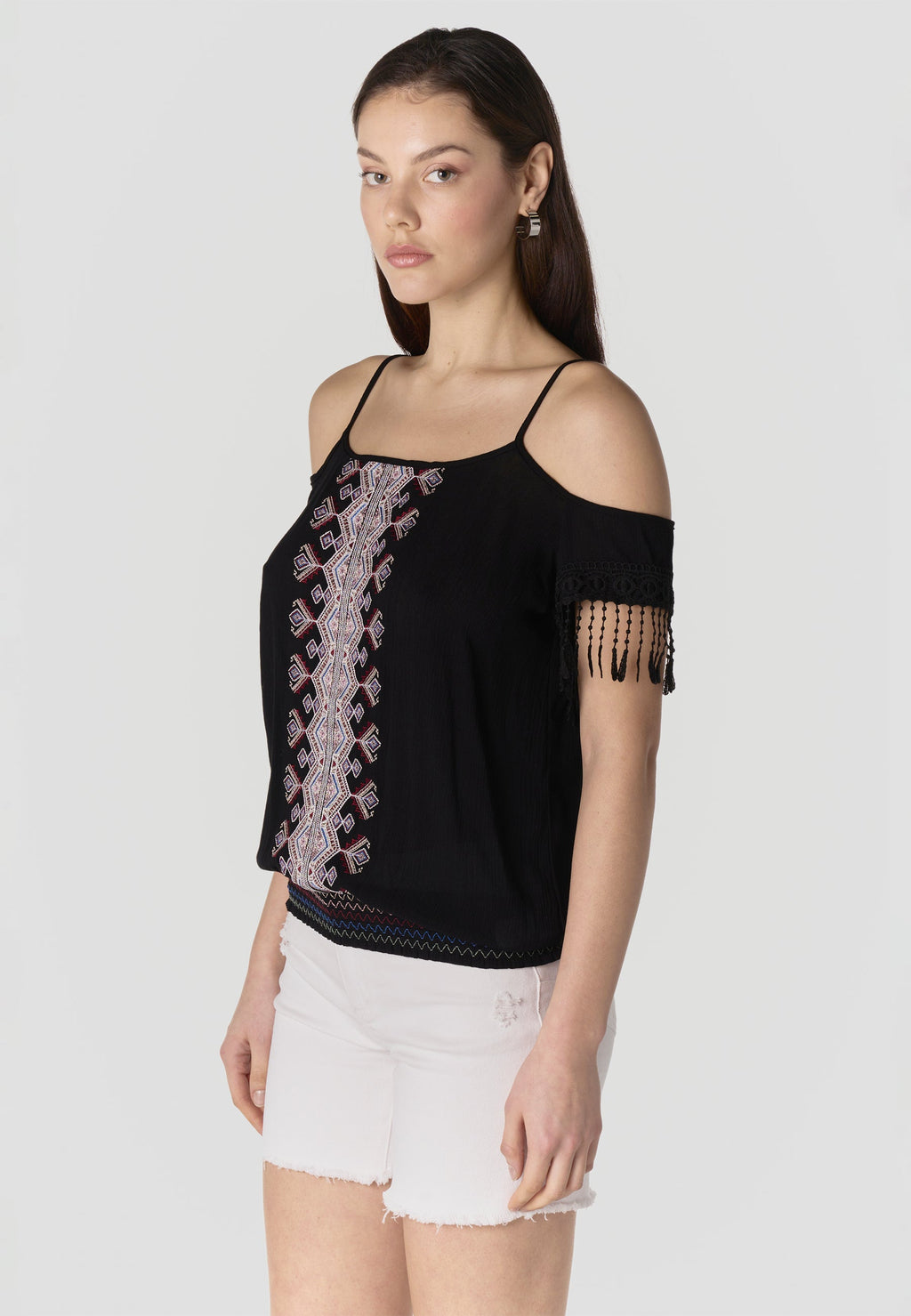 Blusa Mujer Hombros Descubiertos Viscosa Bordada – Koroshi 2612BL96