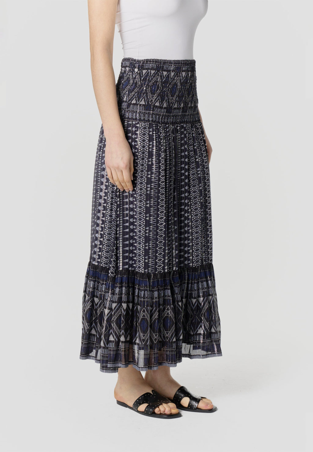 Falda Mujer Larga Estampado Étnico – Koroshi Azul Marino