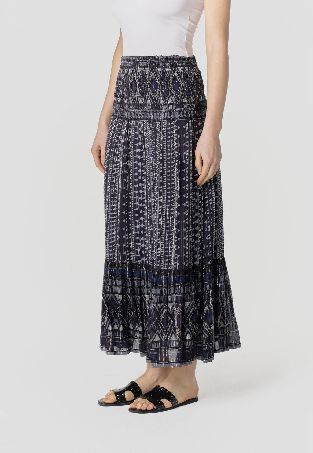 Falda Mujer Larga Estampado Étnico – Koroshi Azul Marino