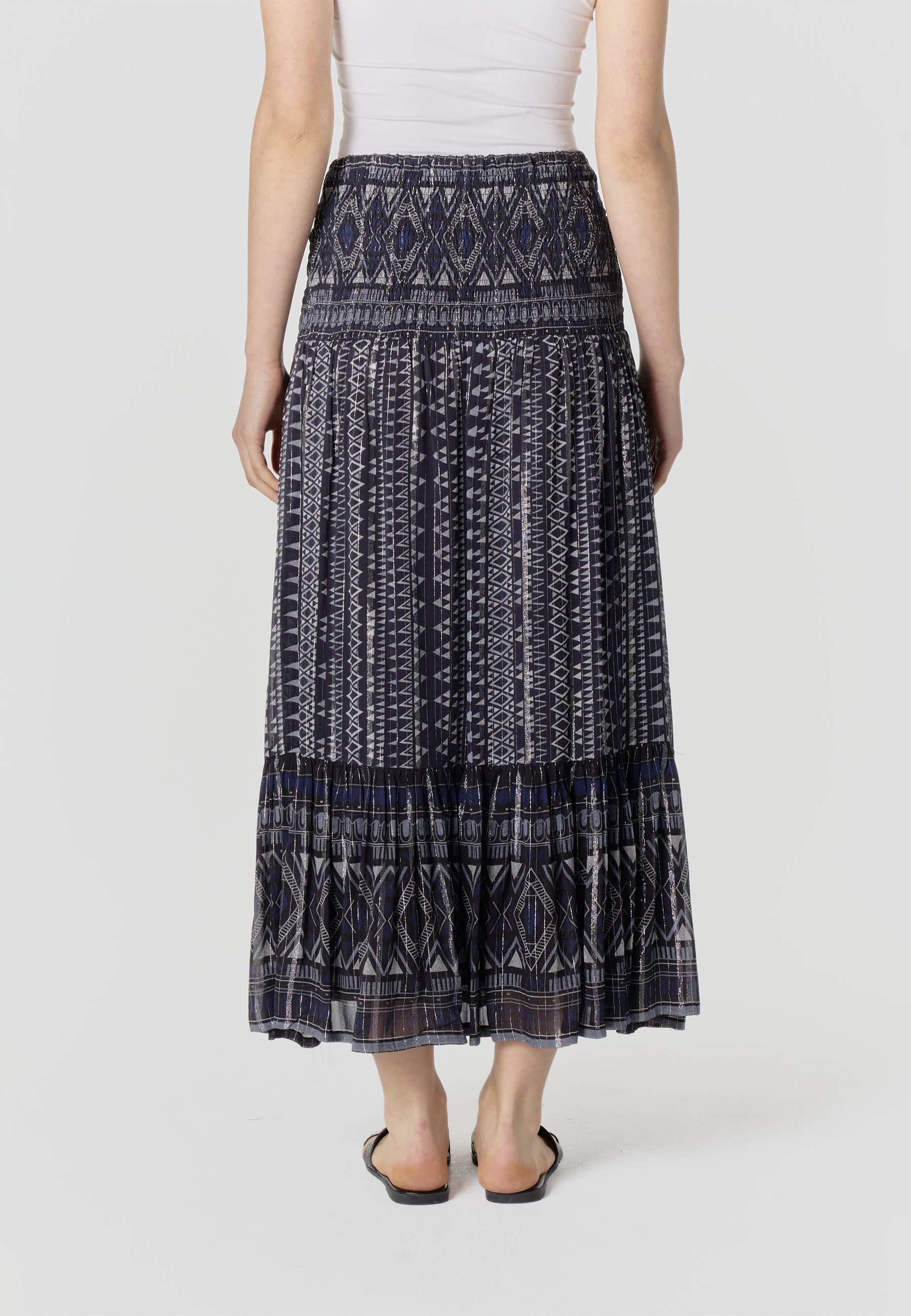 Falda Mujer Larga Estampado Étnico – Koroshi Azul Marino