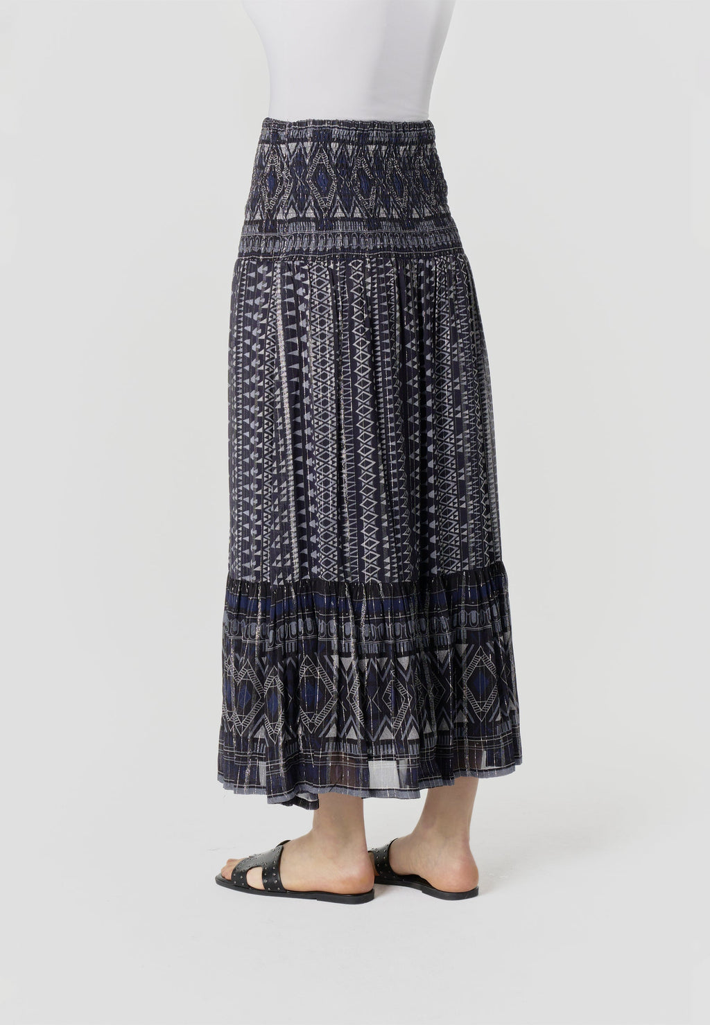 Falda Mujer Larga Estampado Étnico – Koroshi Azul Marino