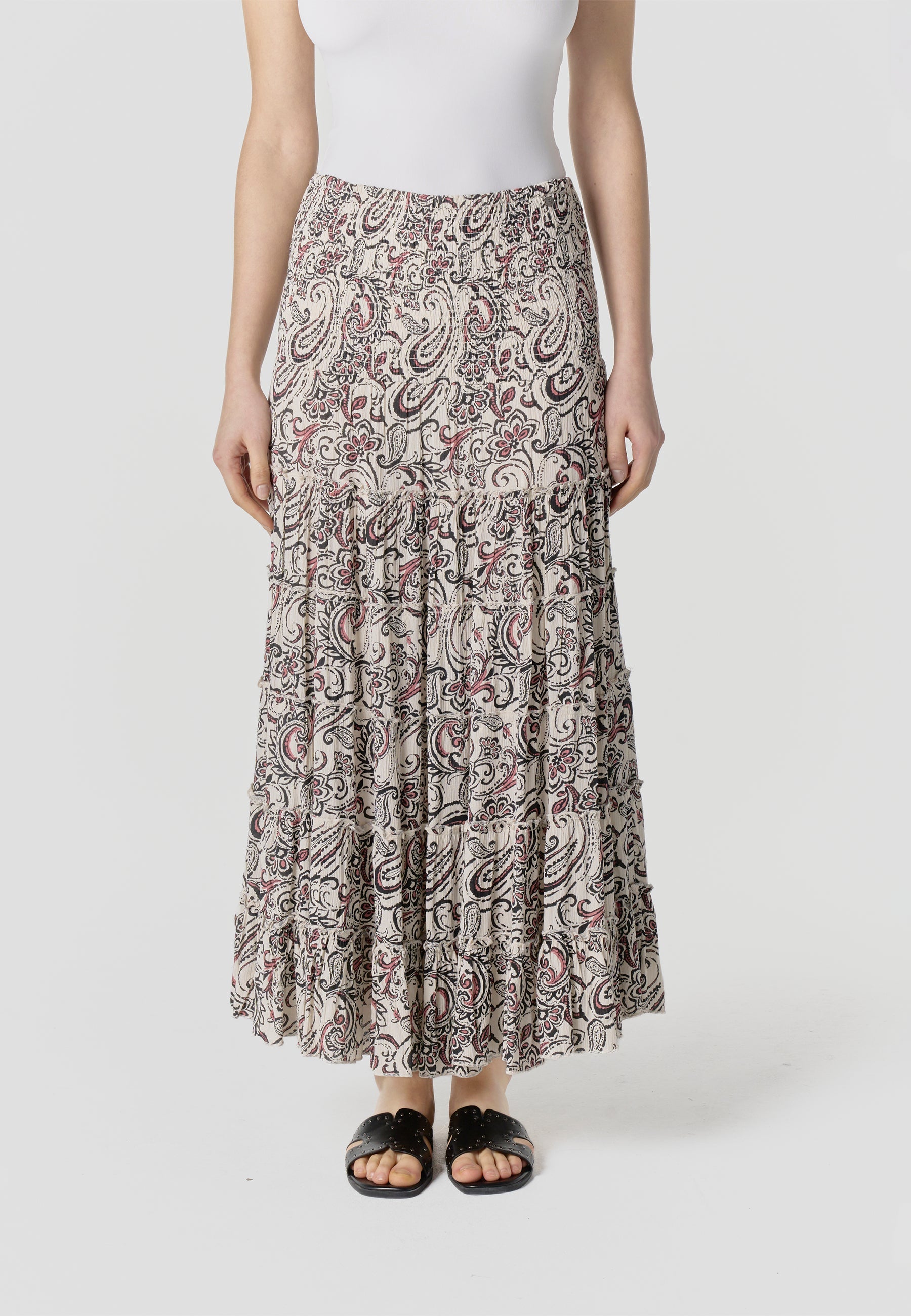 Falda Mujer Larga Bambula Estampado Cachemir – Koroshi Cruda
