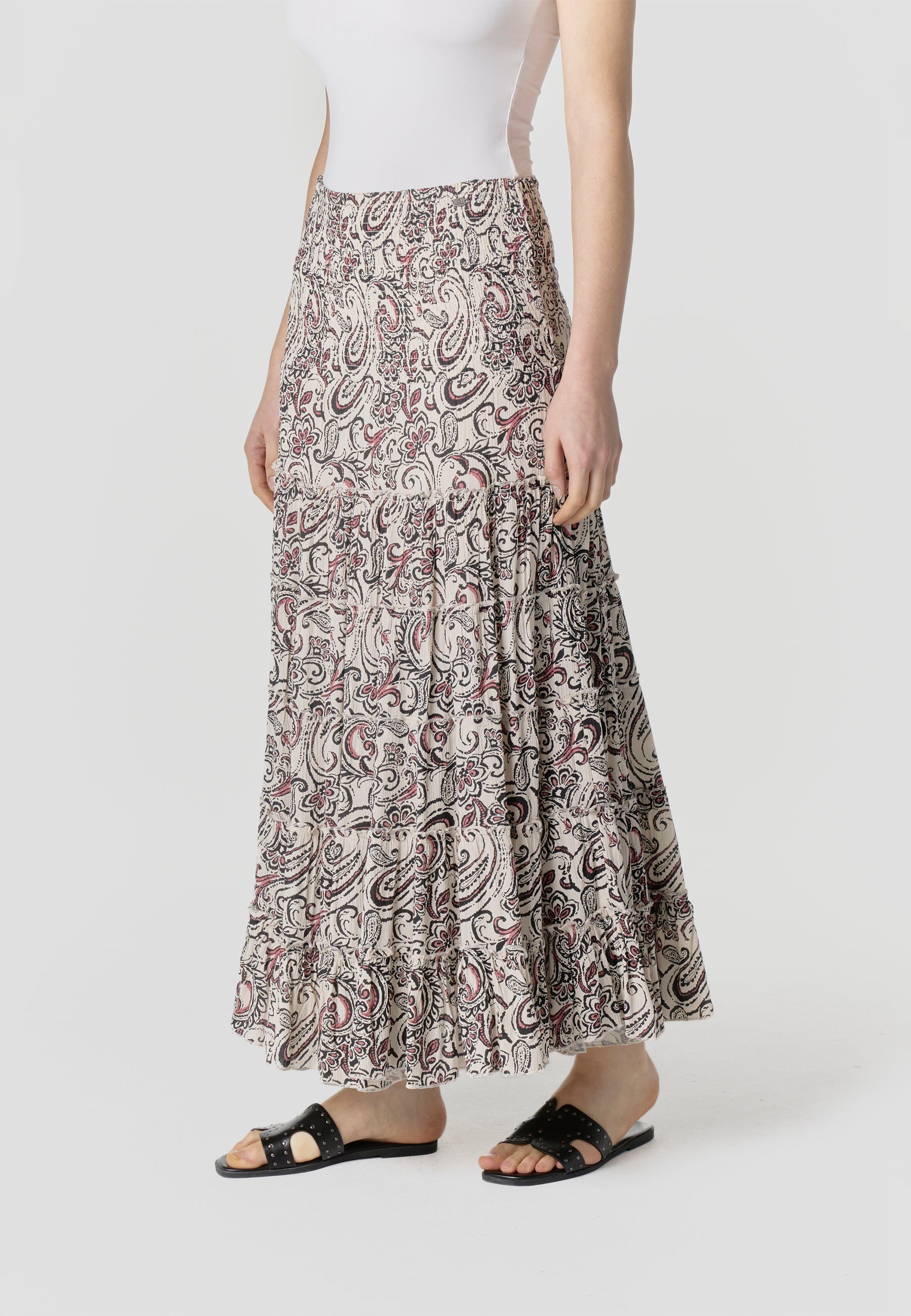 Falda Mujer Larga Bambula Estampado Cachemir – Koroshi Cruda