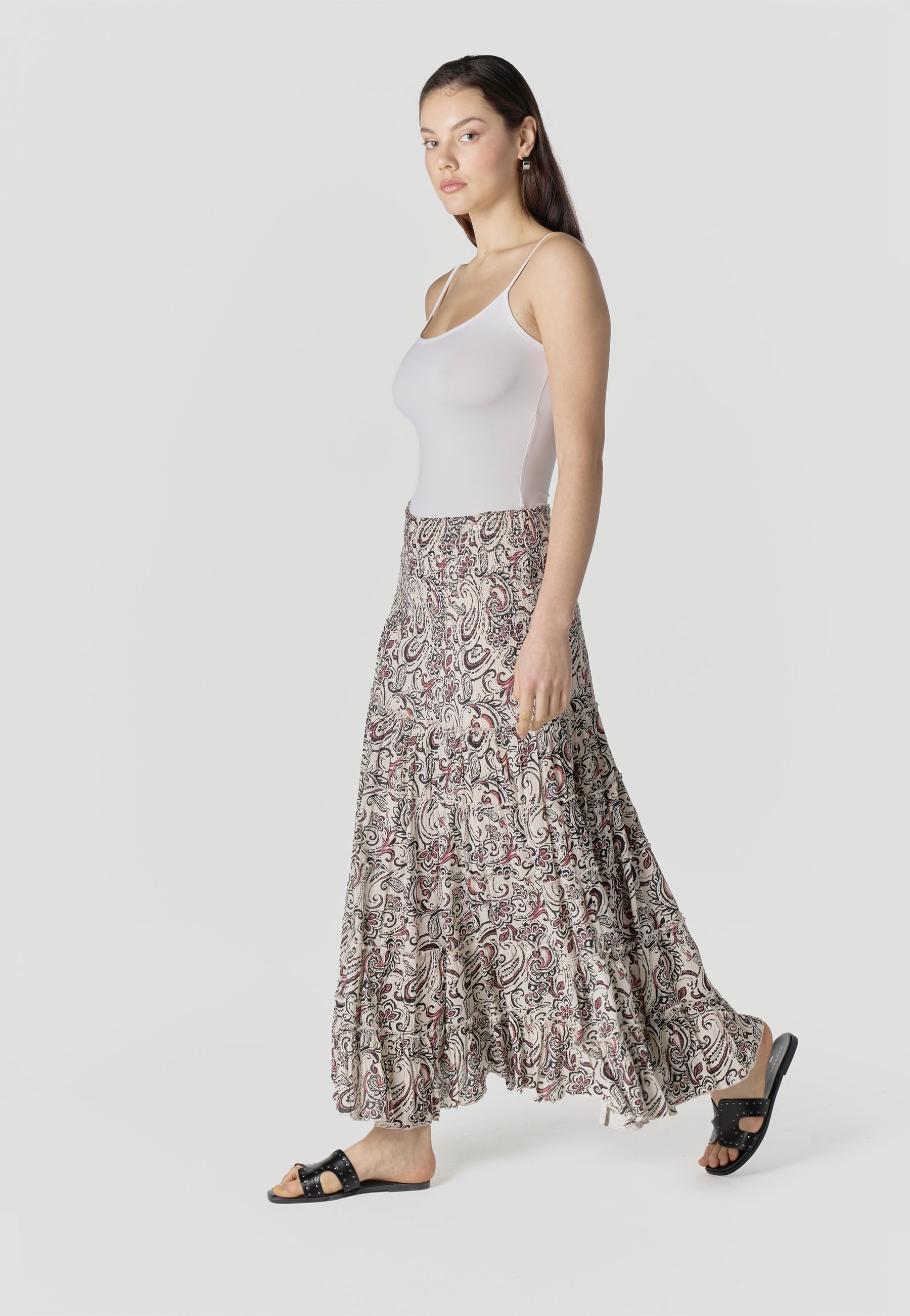 Falda Mujer Larga Bambula Estampado Cachemir – Koroshi Cruda