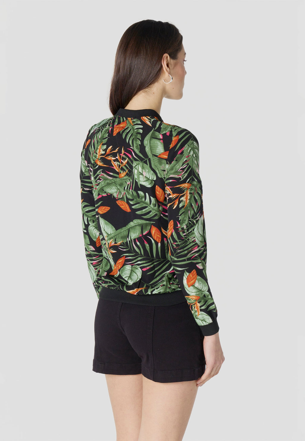 Bomber Chaqueta Mujer Estampado Tropical Semitransparente Holgada | Koroshi