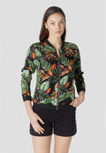 Bomber Chaqueta Mujer Estampado Tropical Semitransparente Holgada | Koroshi
