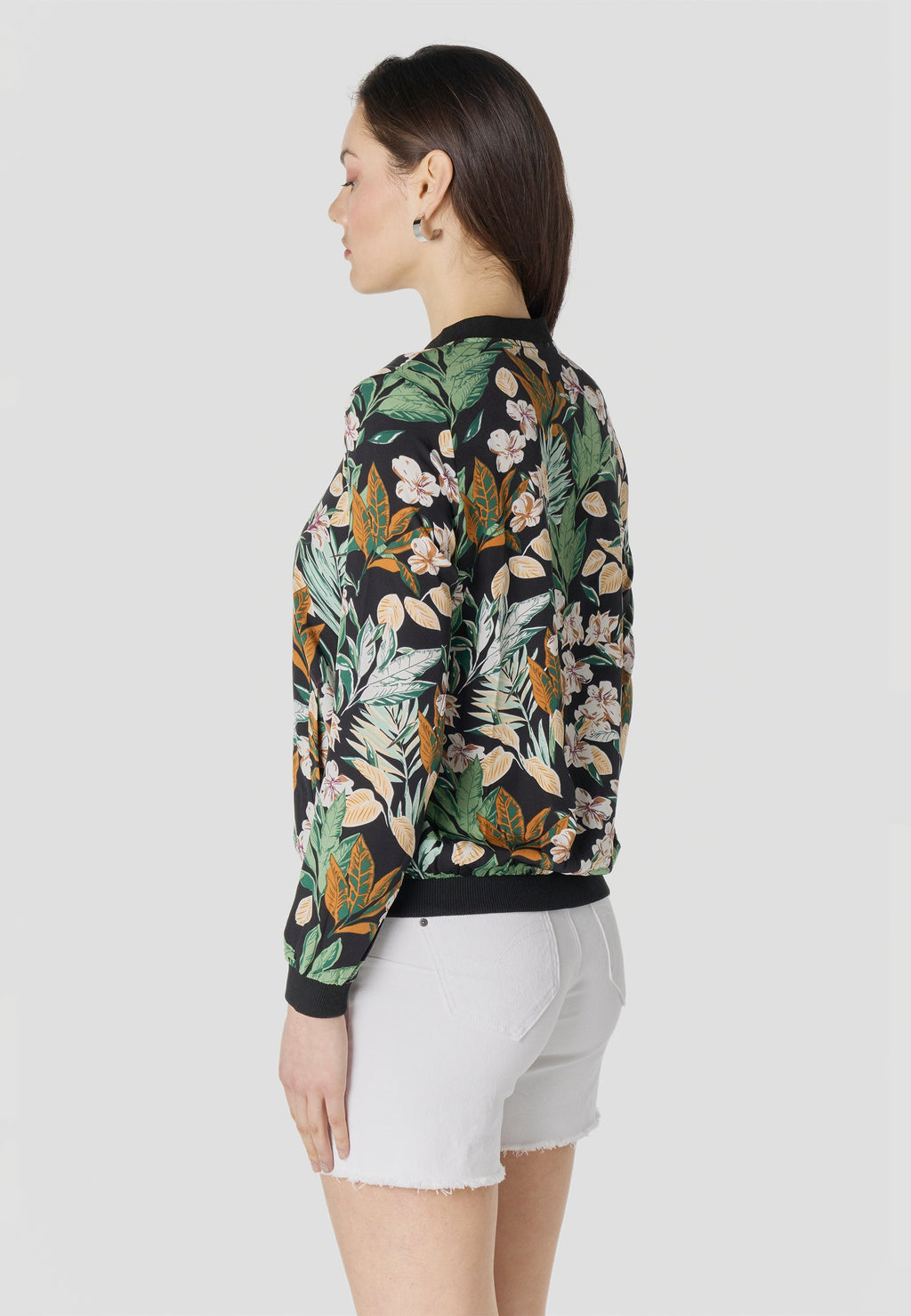 Bomber Chaqueta Mujer Estampado Tropical Semitransparente Holgada | Koroshi