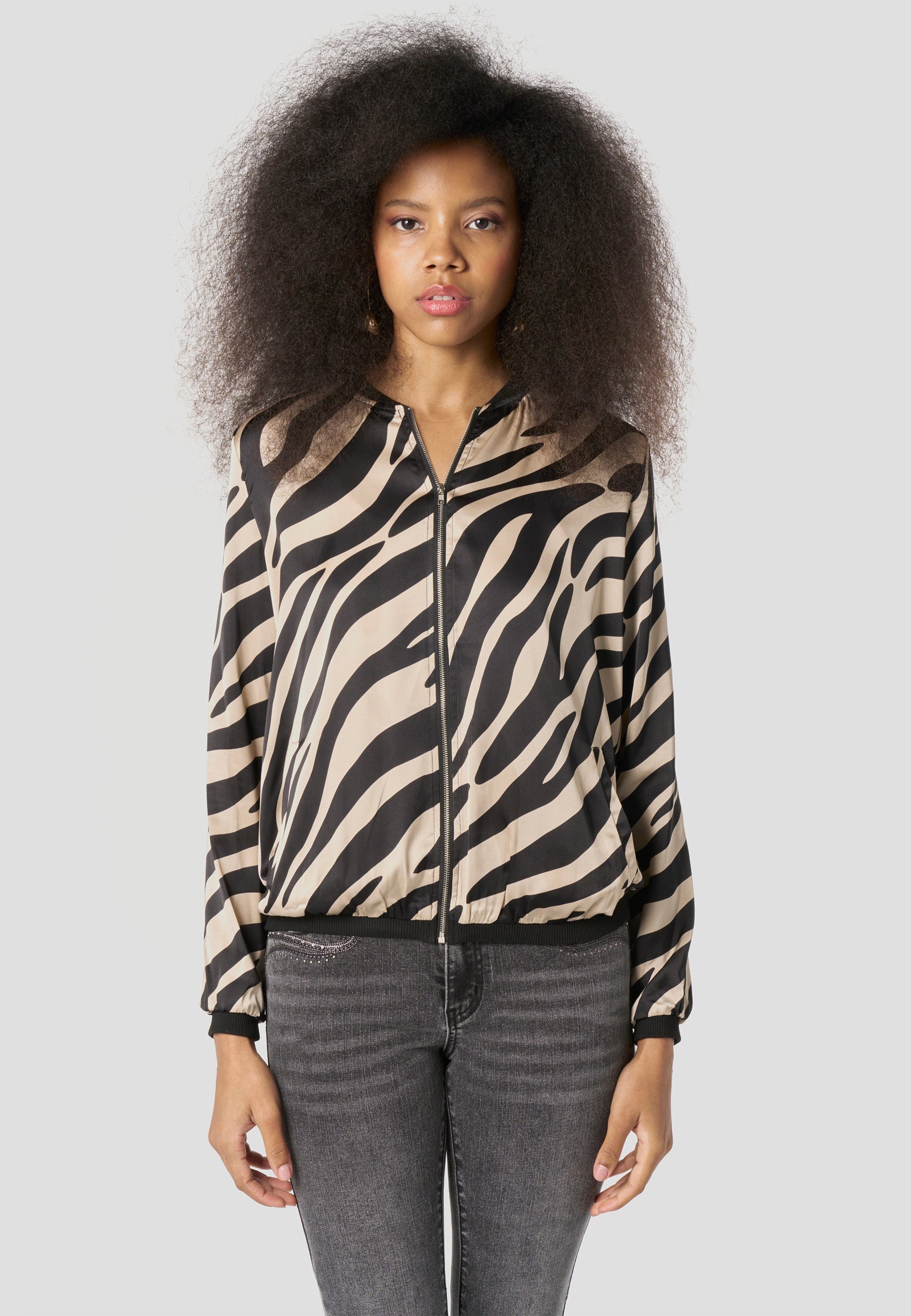 Bomber Chaqueta Mujer Estampado Bicolor Relajada | Koroshi
