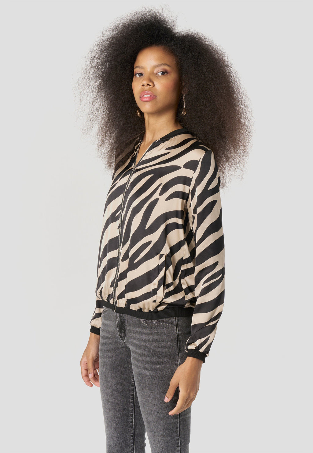 Bomber Chaqueta Mujer Estampado Bicolor Relajada | Koroshi