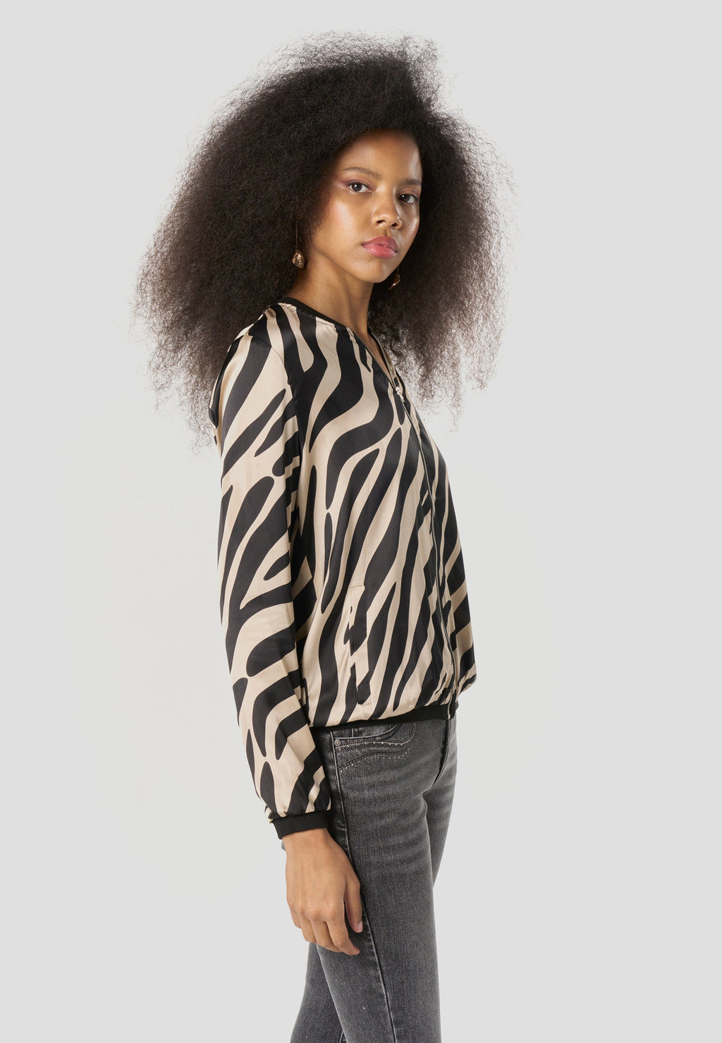 Bomber Chaqueta Mujer Estampado Bicolor Relajada | Koroshi
