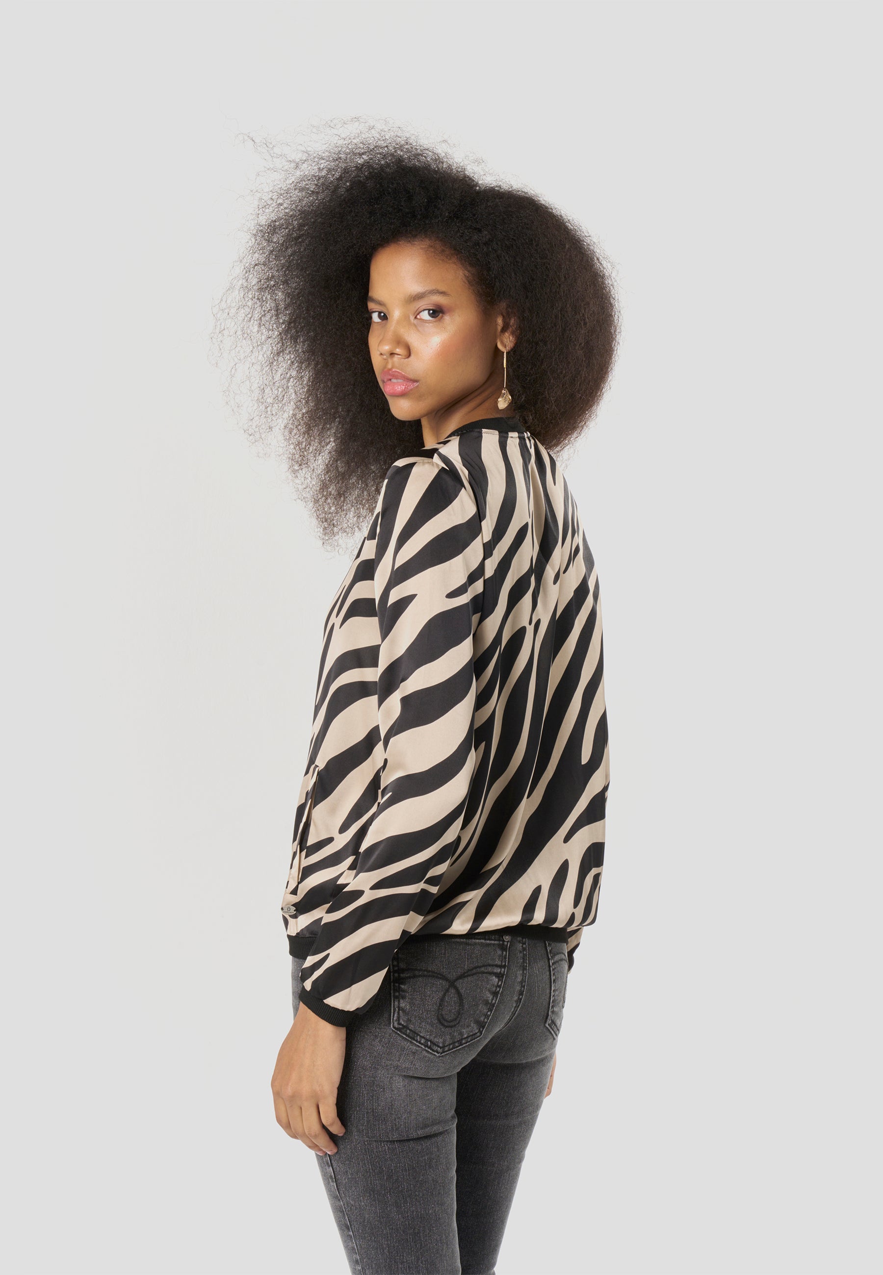 Bomber Chaqueta Mujer Estampado Bicolor Relajada | Koroshi