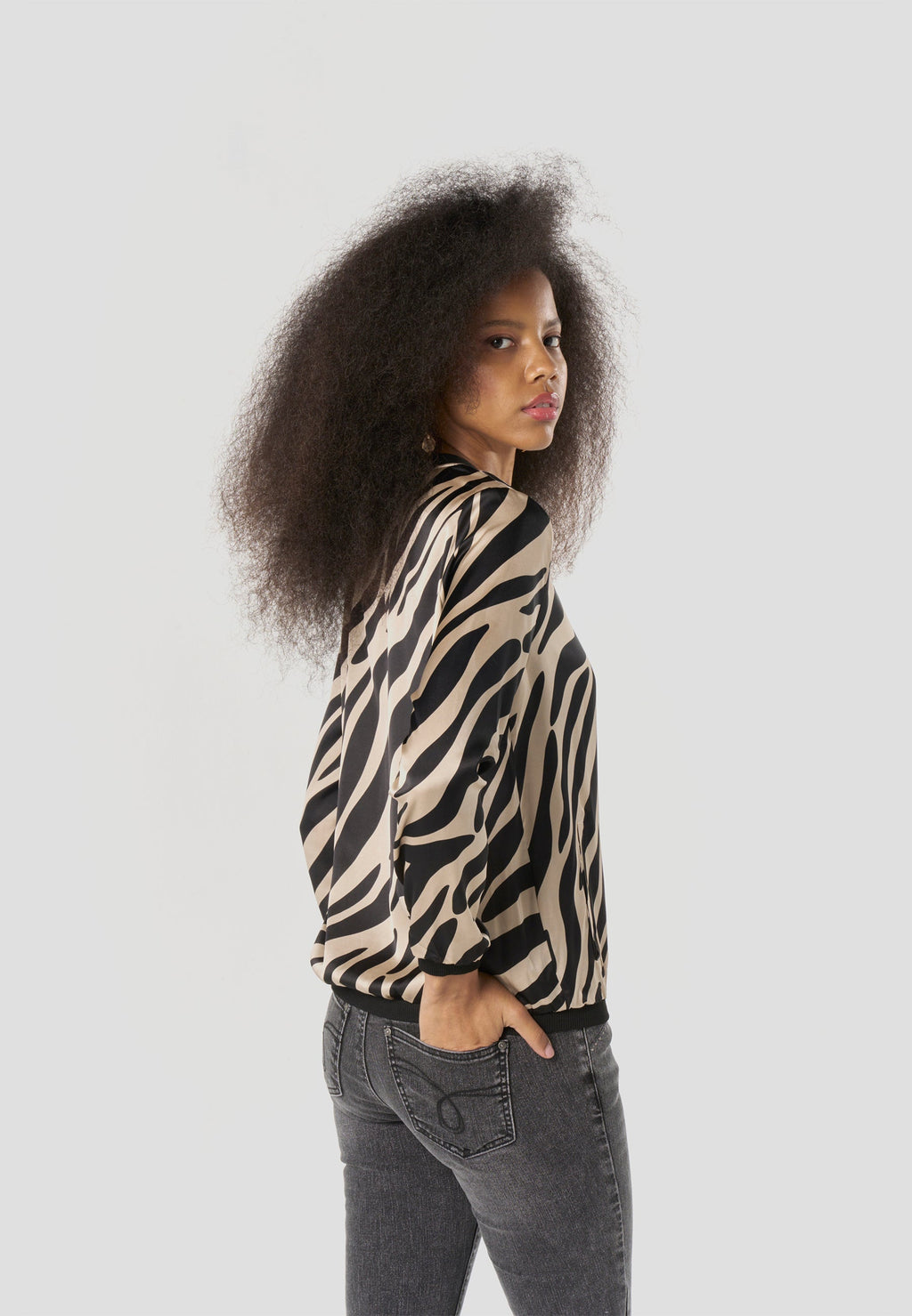 Bomber Chaqueta Mujer Estampado Bicolor Relajada | Koroshi