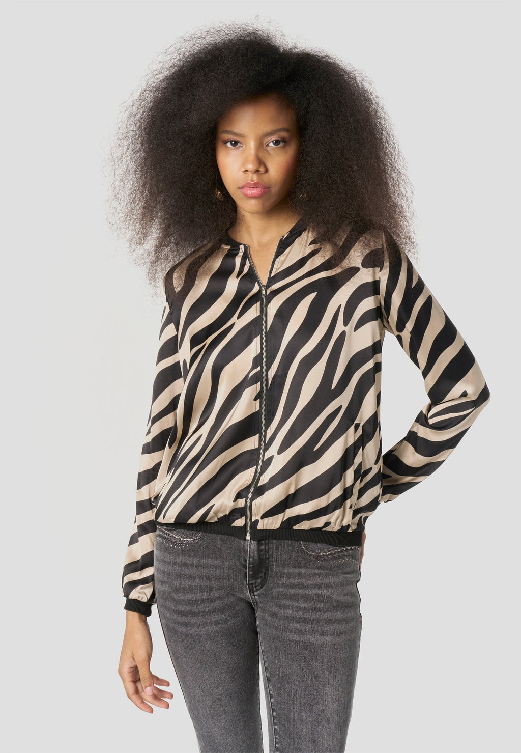 Bomber Chaqueta Mujer Estampado Bicolor Relajada | Koroshi
