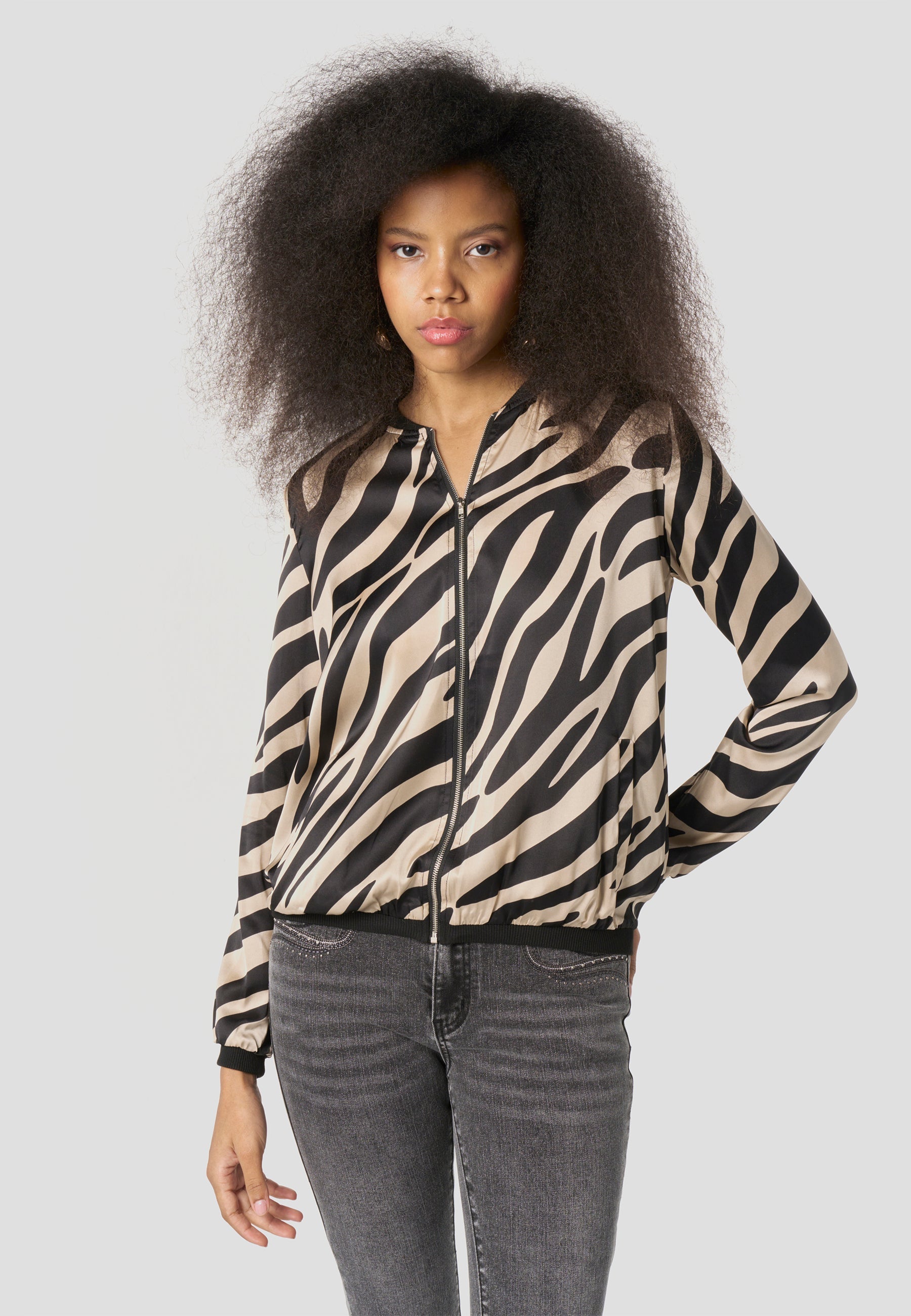 Bomber Chaqueta Mujer Estampado Bicolor Relajada | Koroshi