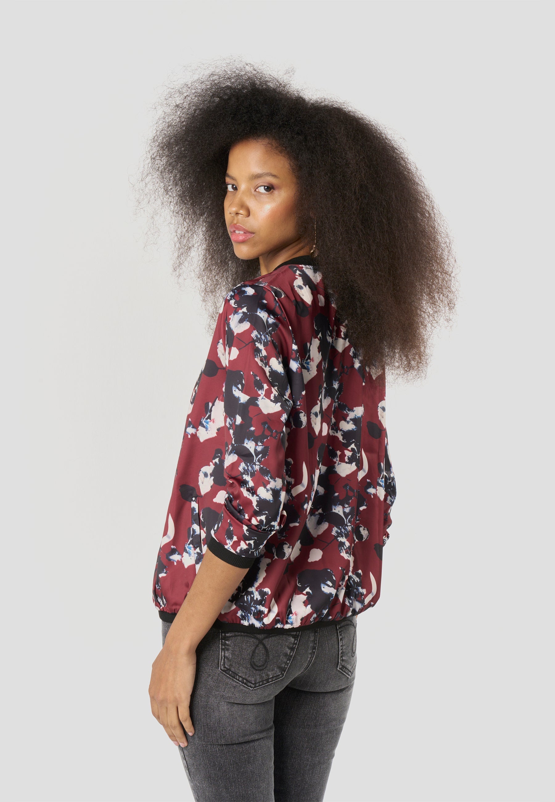 Bomber Chaqueta Mujer Estampado Bicolor Relajada | Koroshi
