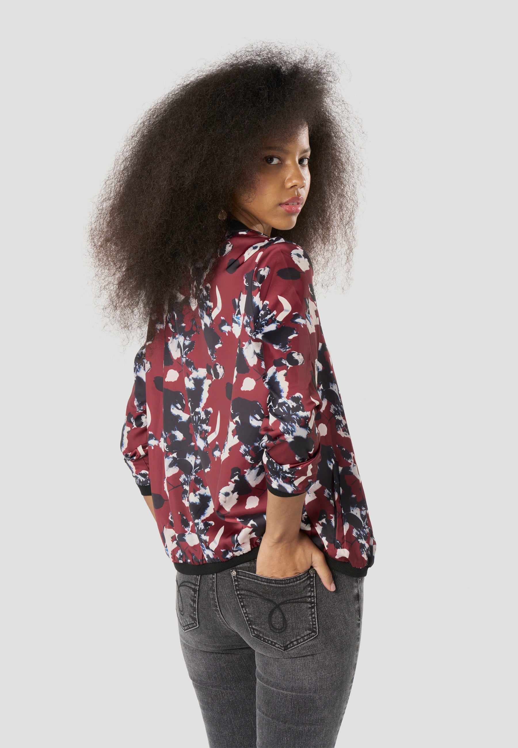 Bomber Chaqueta Mujer Estampado Bicolor Relajada | Koroshi