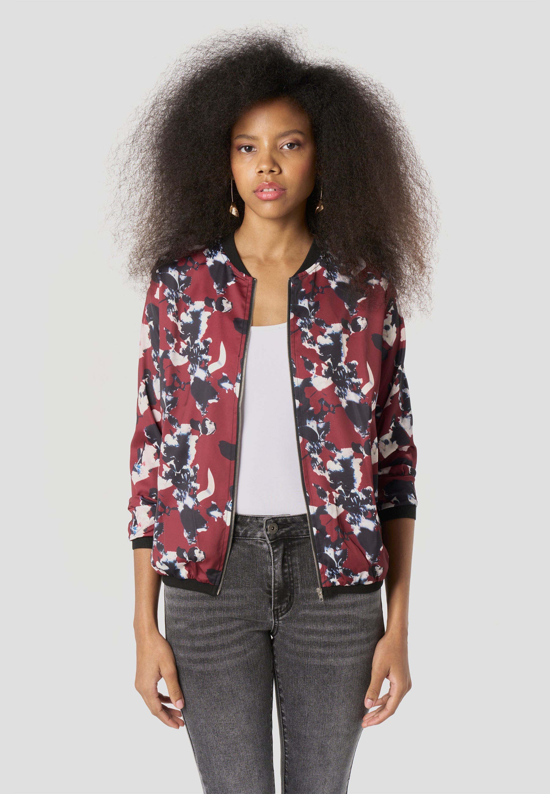 Bomber Chaqueta Mujer Estampado Bicolor Relajada | Koroshi