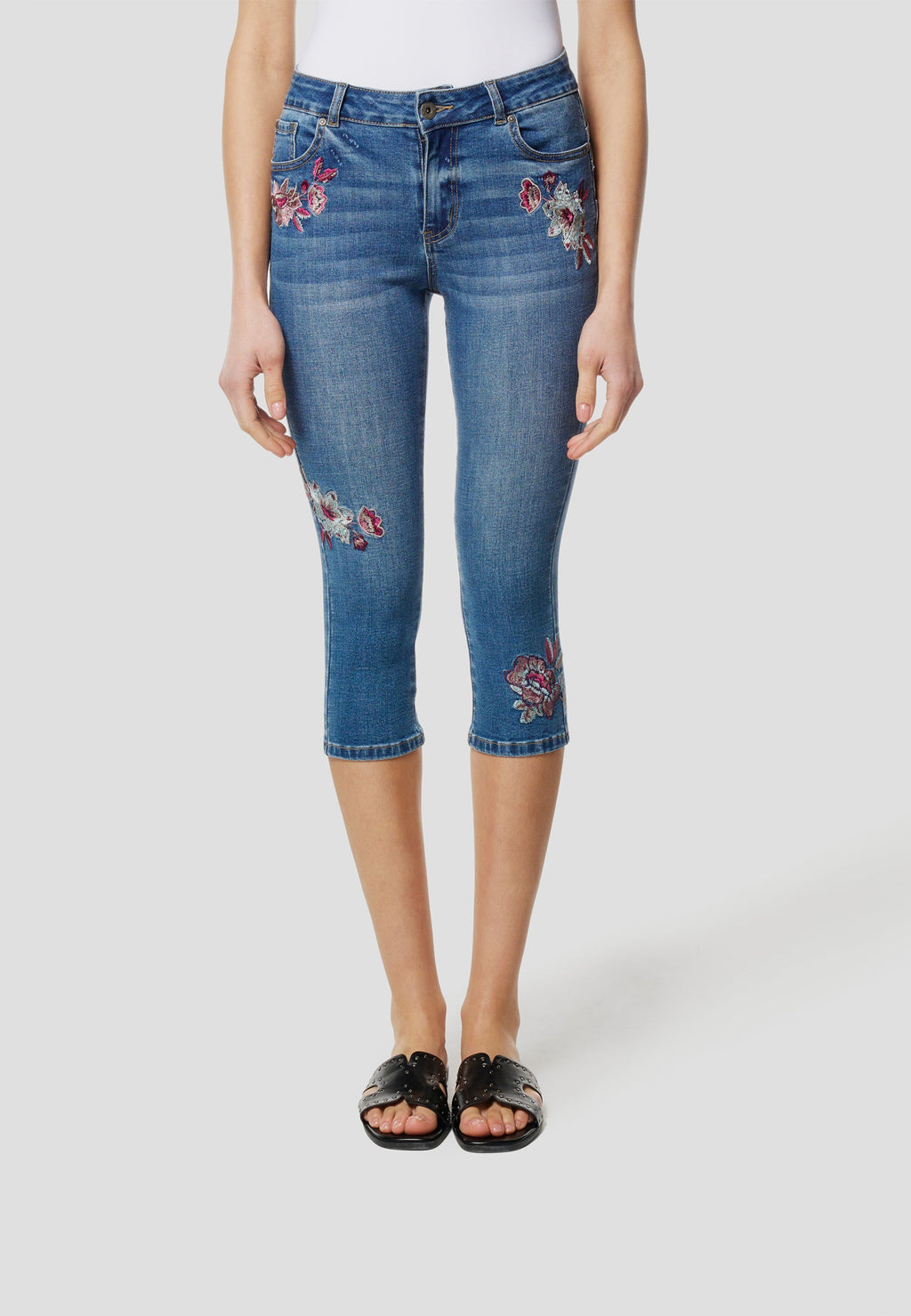 Pantalón Pirata Mujer Bordado – Koroshi Azul Oscuro