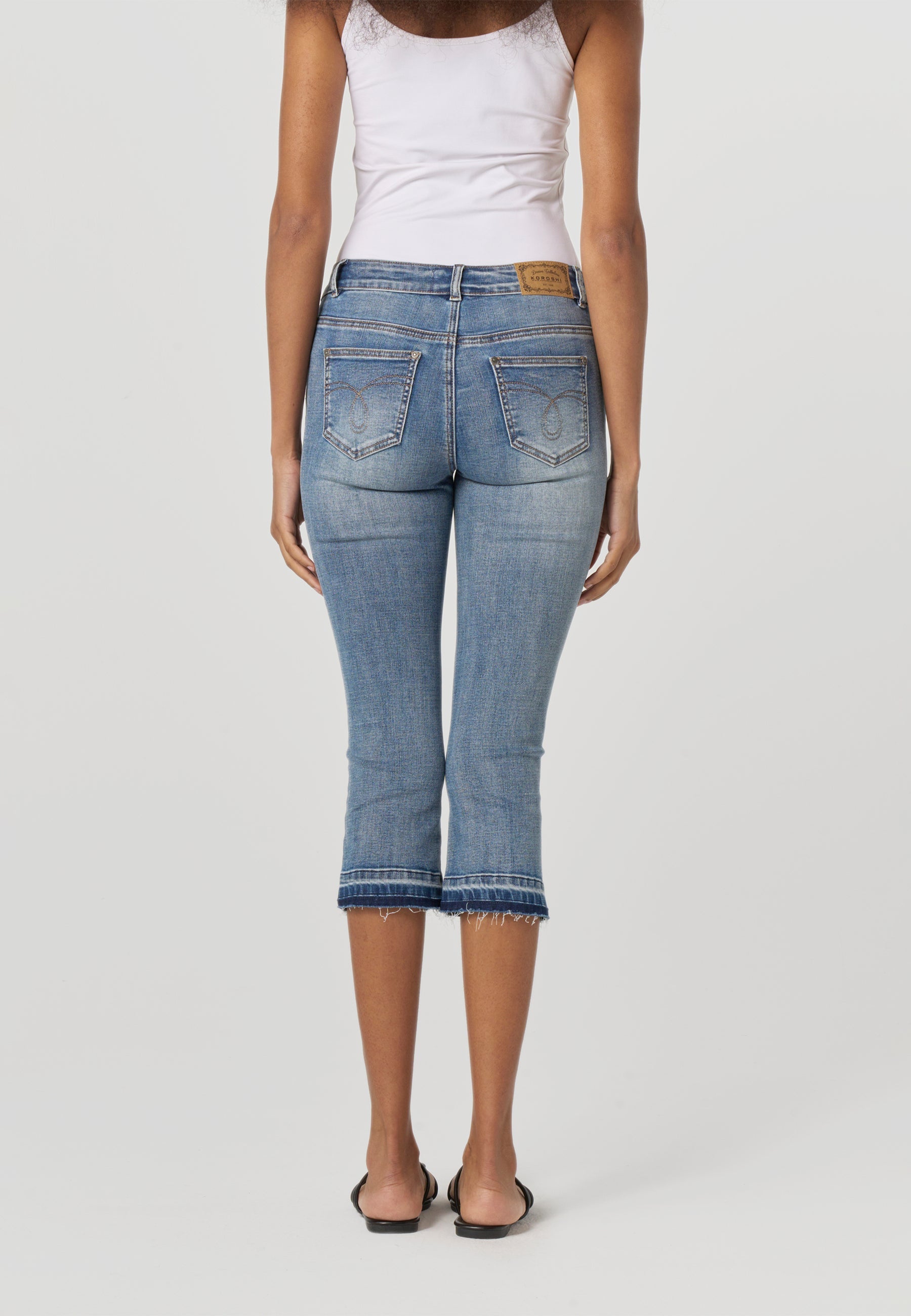 Pantalón Pirata Mujer Bordado – Koroshi Azul Medio