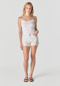 Pantalón Corto Mujer Vaquero Bordado – Koroshi Blanco