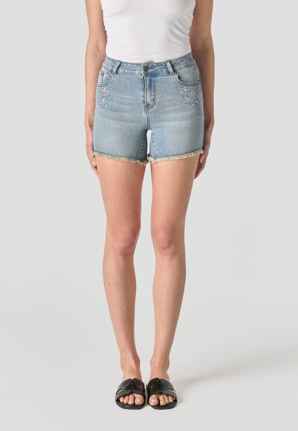Pantalón Corto Mujer Vaquero Regular Bordado – Koroshi Azul Claro