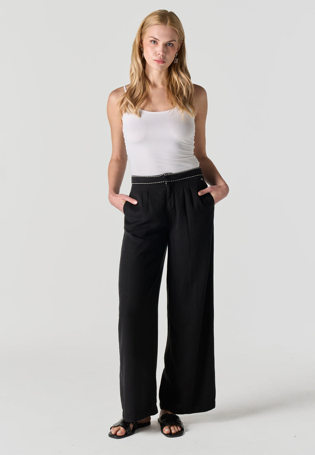 Pantalón Fluido Mujer Lyocell Tiro Medio – Koroshi Negro