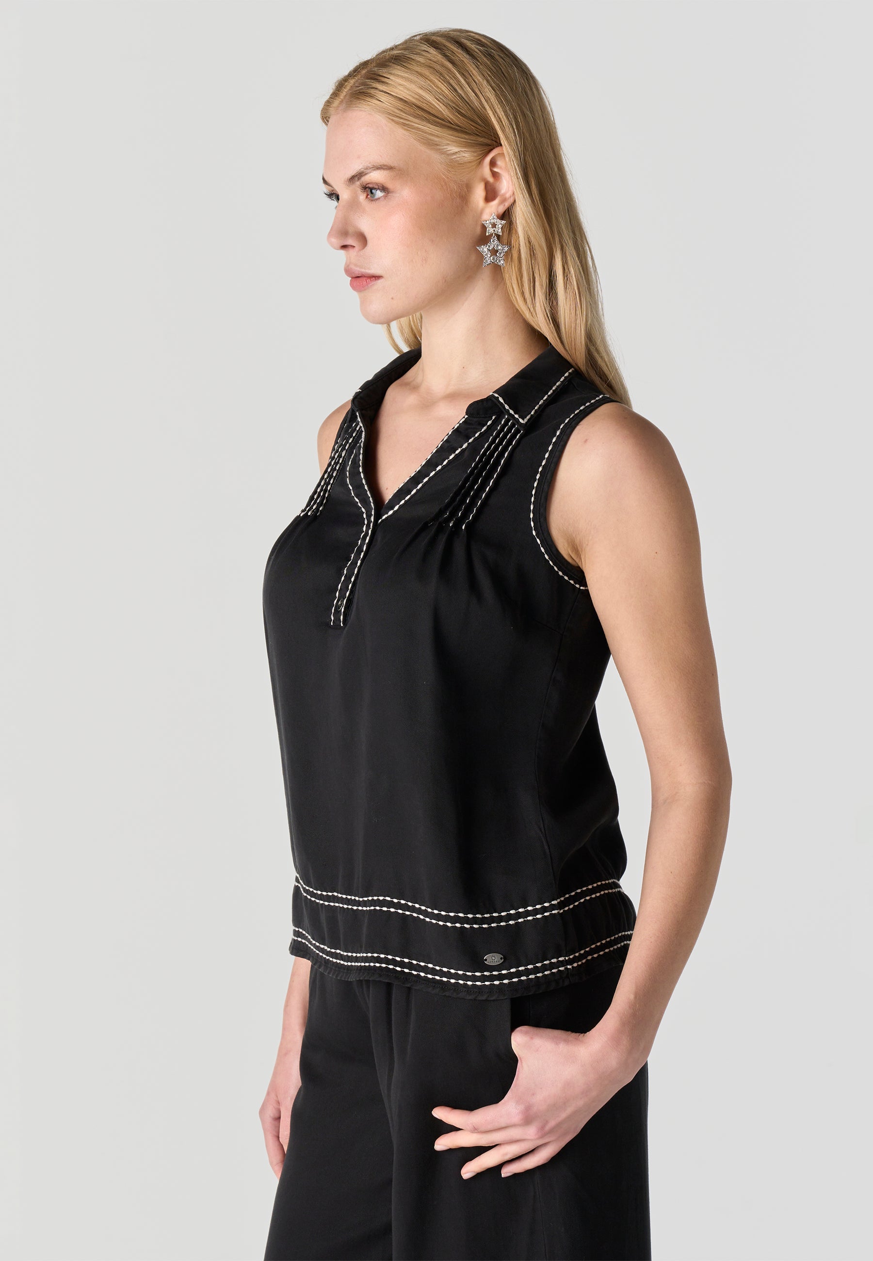 Pantalón Fluido Mujer Lyocell Tiro Medio – Koroshi Negro