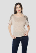 Camiseta Mujer Manga Corta Pedrería en Hombros – Koroshi 2612TP00