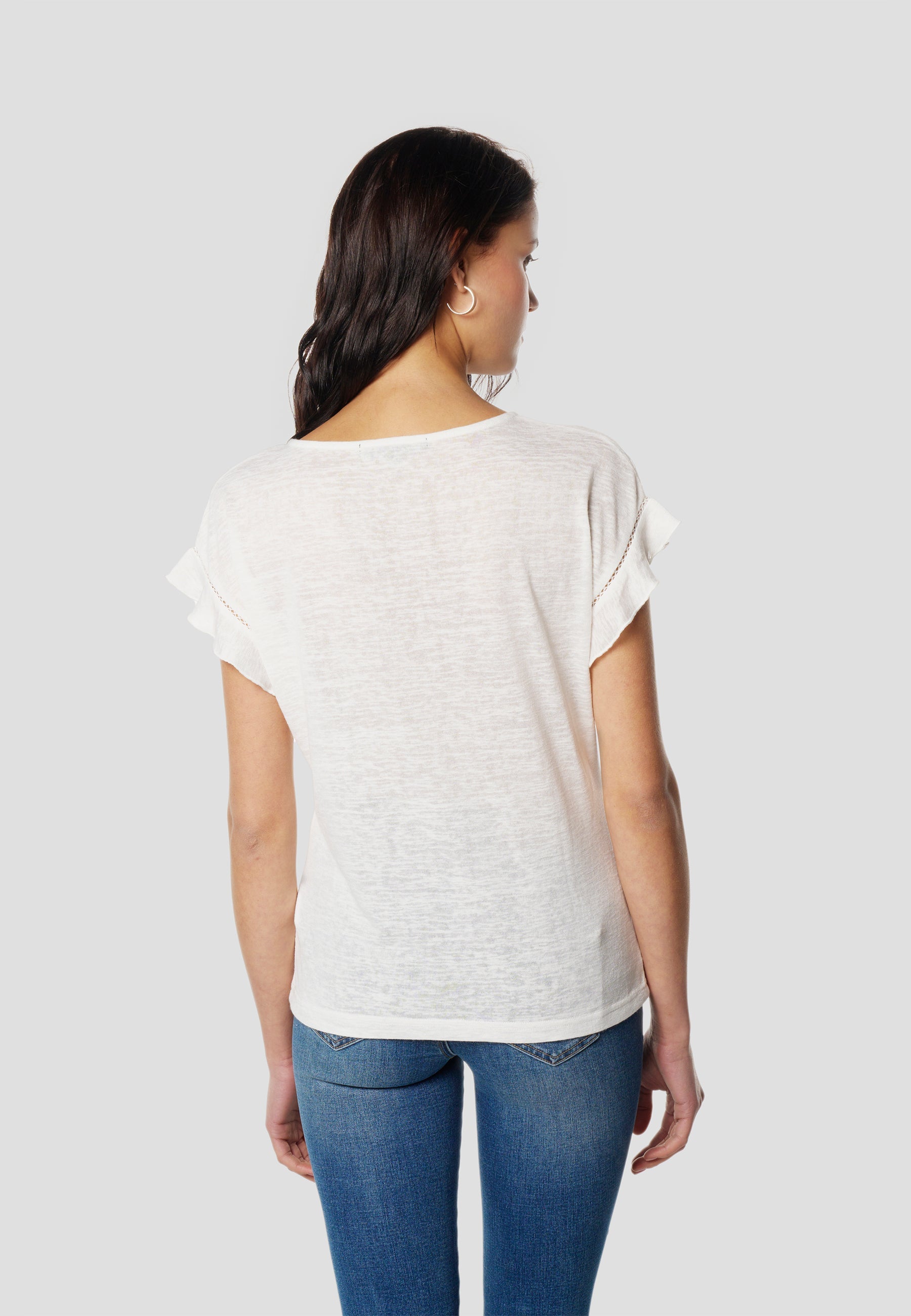 Camiseta Mujer Manga Corta Escote Pico con Aro – Koroshi 2612TP02
