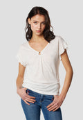 Camiseta Mujer Manga Corta Escote Pico con Aro – Koroshi 2612TP02
