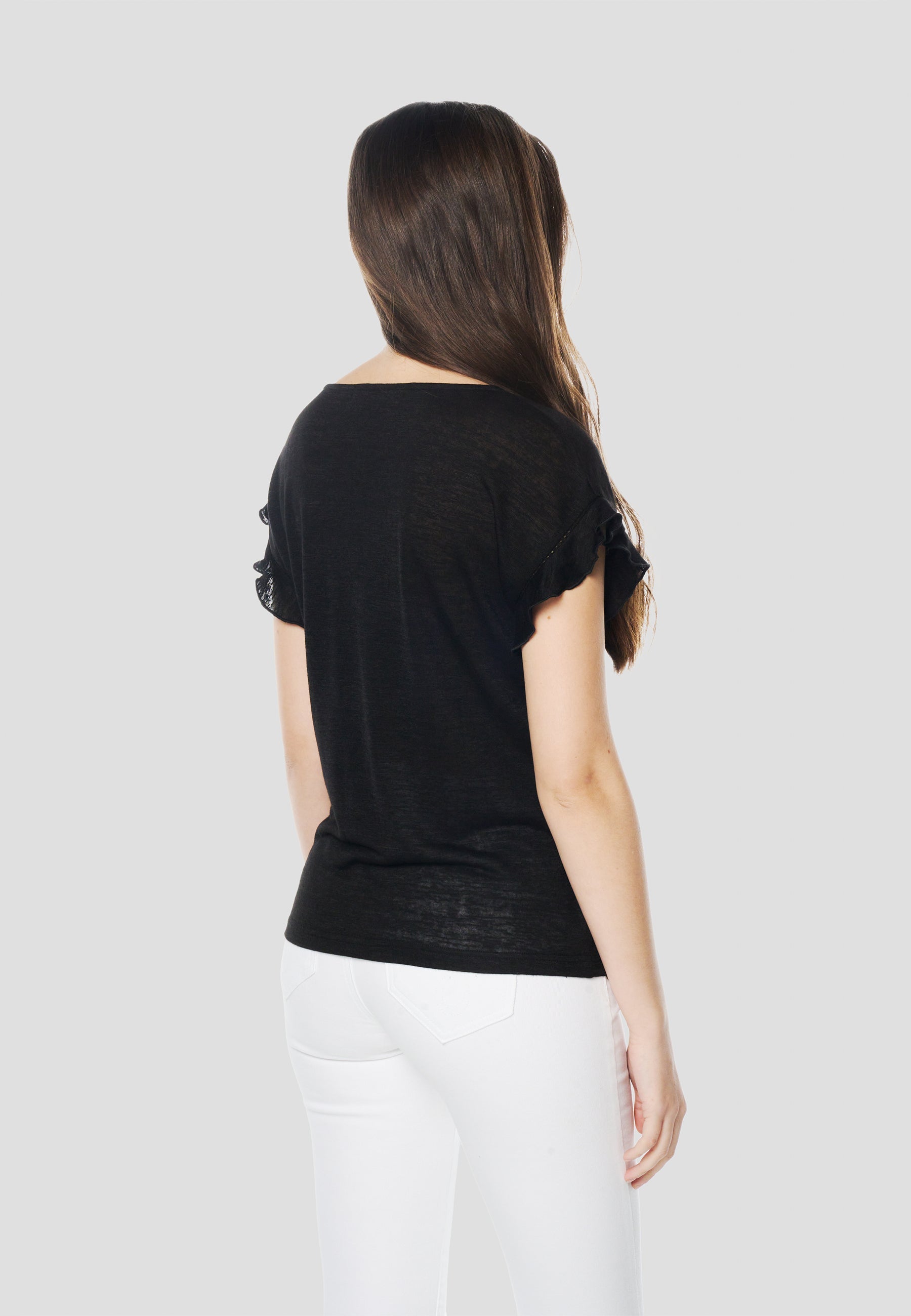 Camiseta Mujer Manga Corta Escote Pico con Aro – Koroshi 2612TP02