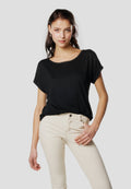 Camiseta Mujer Manga Corta Escote con Pedrería y Abertura – Koroshi 2612TP05