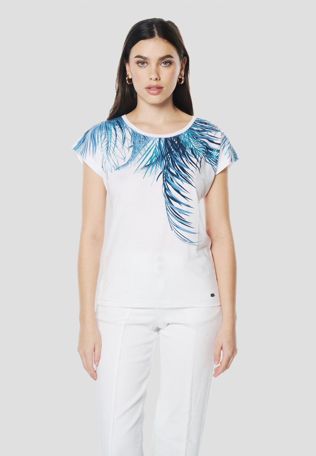 Camiseta Mujer Manga Corta Estampado Palmera – Koroshi 2612TP06