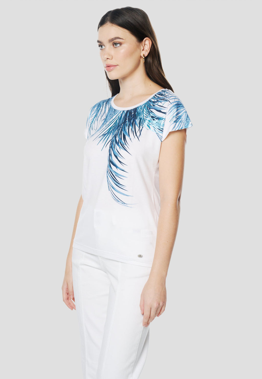 Camiseta Mujer Manga Corta Estampado Palmera – Koroshi 2612TP06