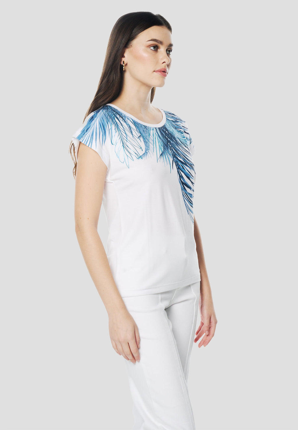 Camiseta Mujer Manga Corta Estampado Palmera – Koroshi 2612TP06