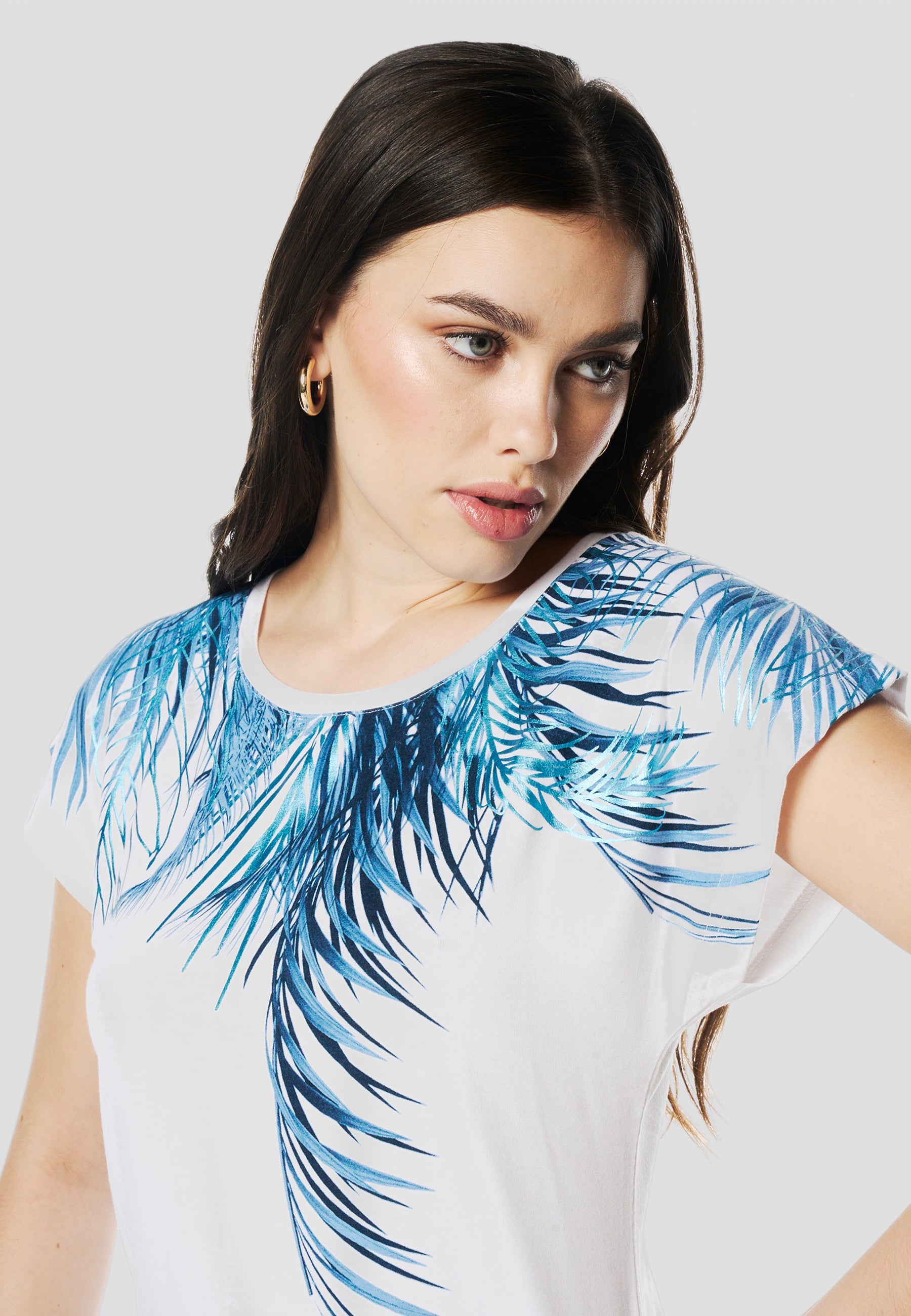 Camiseta Mujer Manga Corta Estampado Palmera – Koroshi 2612TP06