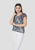 Camiseta Mujer Manga Corta Estampado Floral Mandala – Koroshi Gris