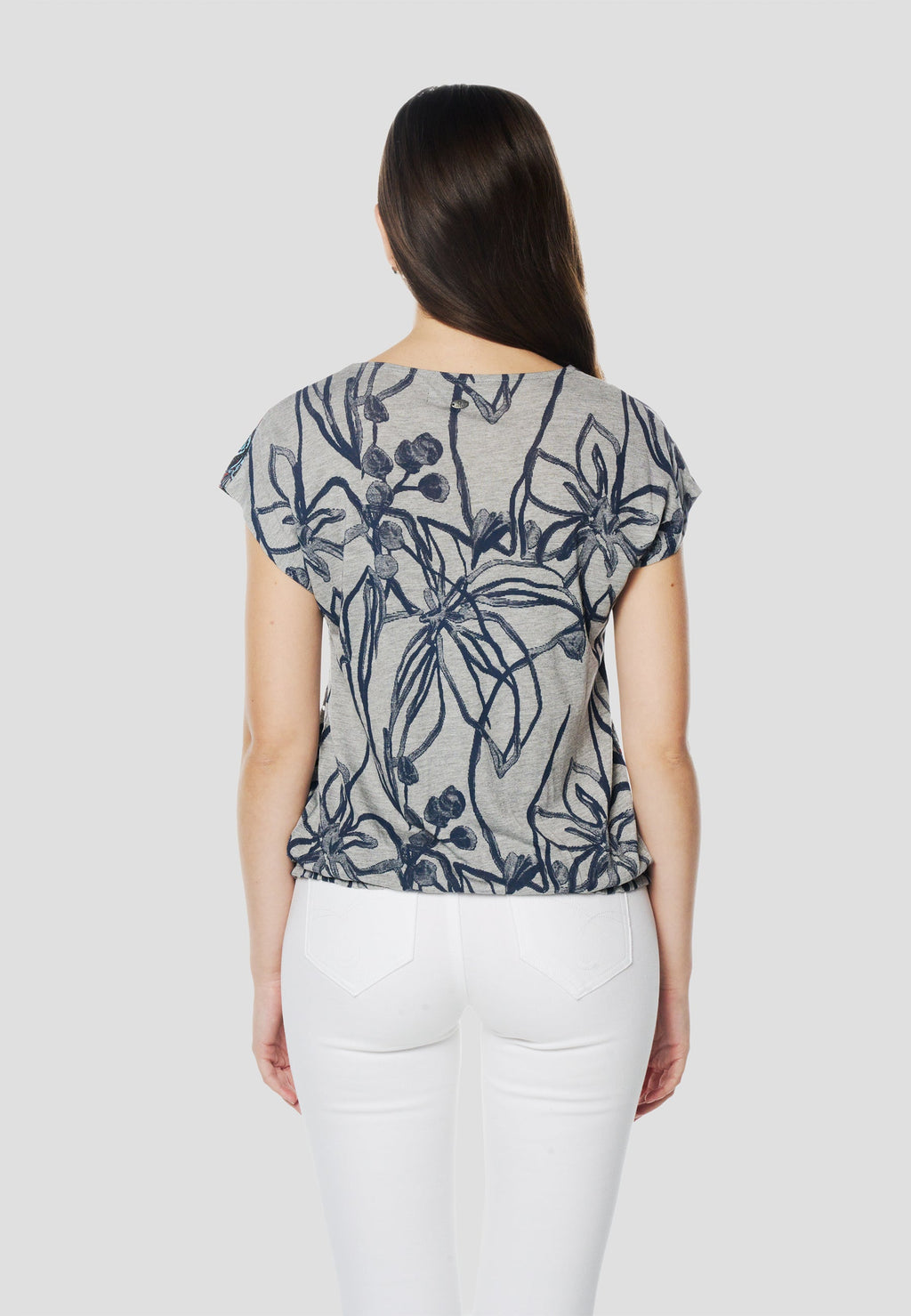 Camiseta Mujer Manga Corta Estampado Floral Mandala – Koroshi Gris