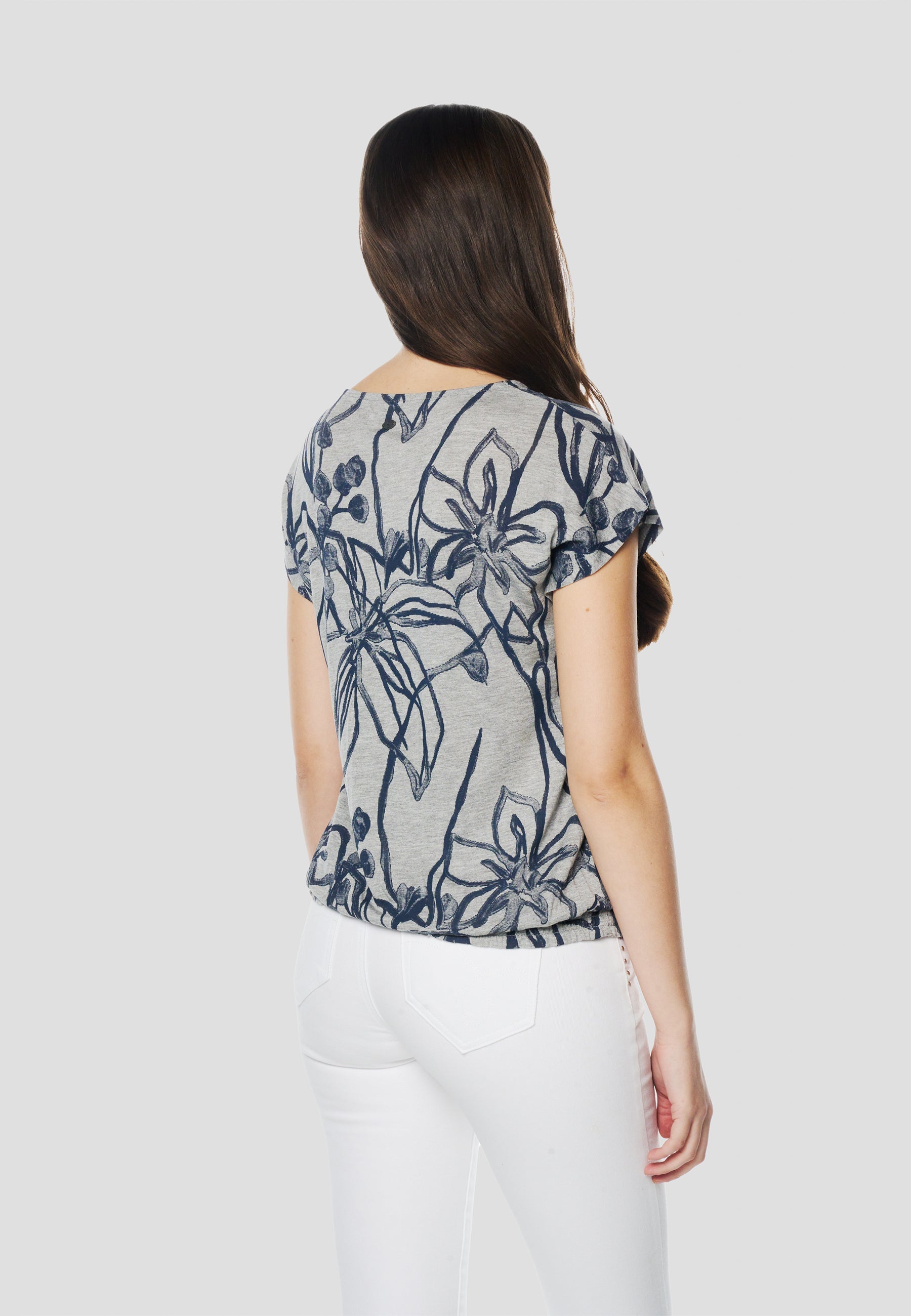 Camiseta Mujer Manga Corta Estampado Floral Mandala – Koroshi Gris