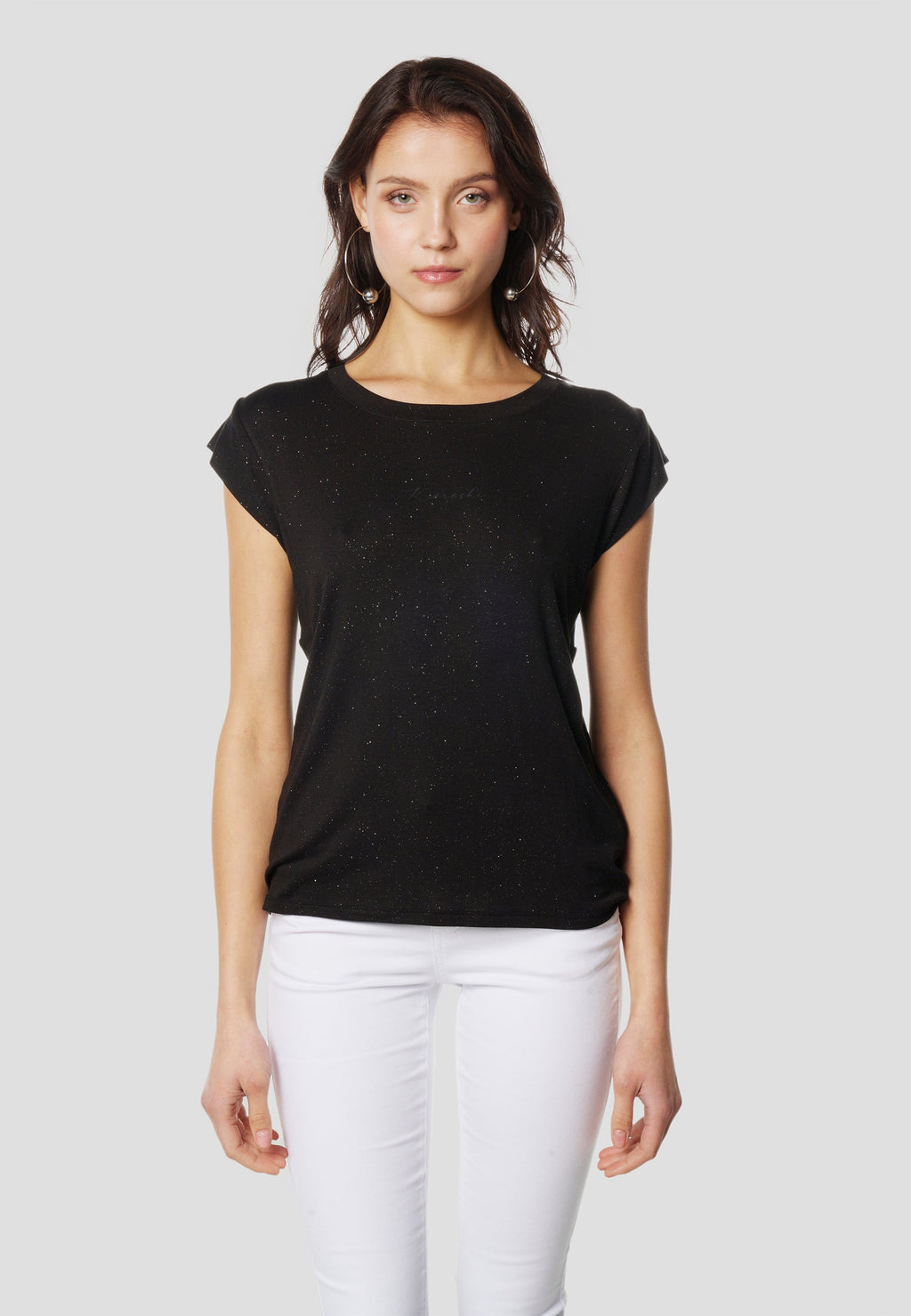 Camiseta Mujer Manga Corta Brillos con Logo – Koroshi 2612TP11