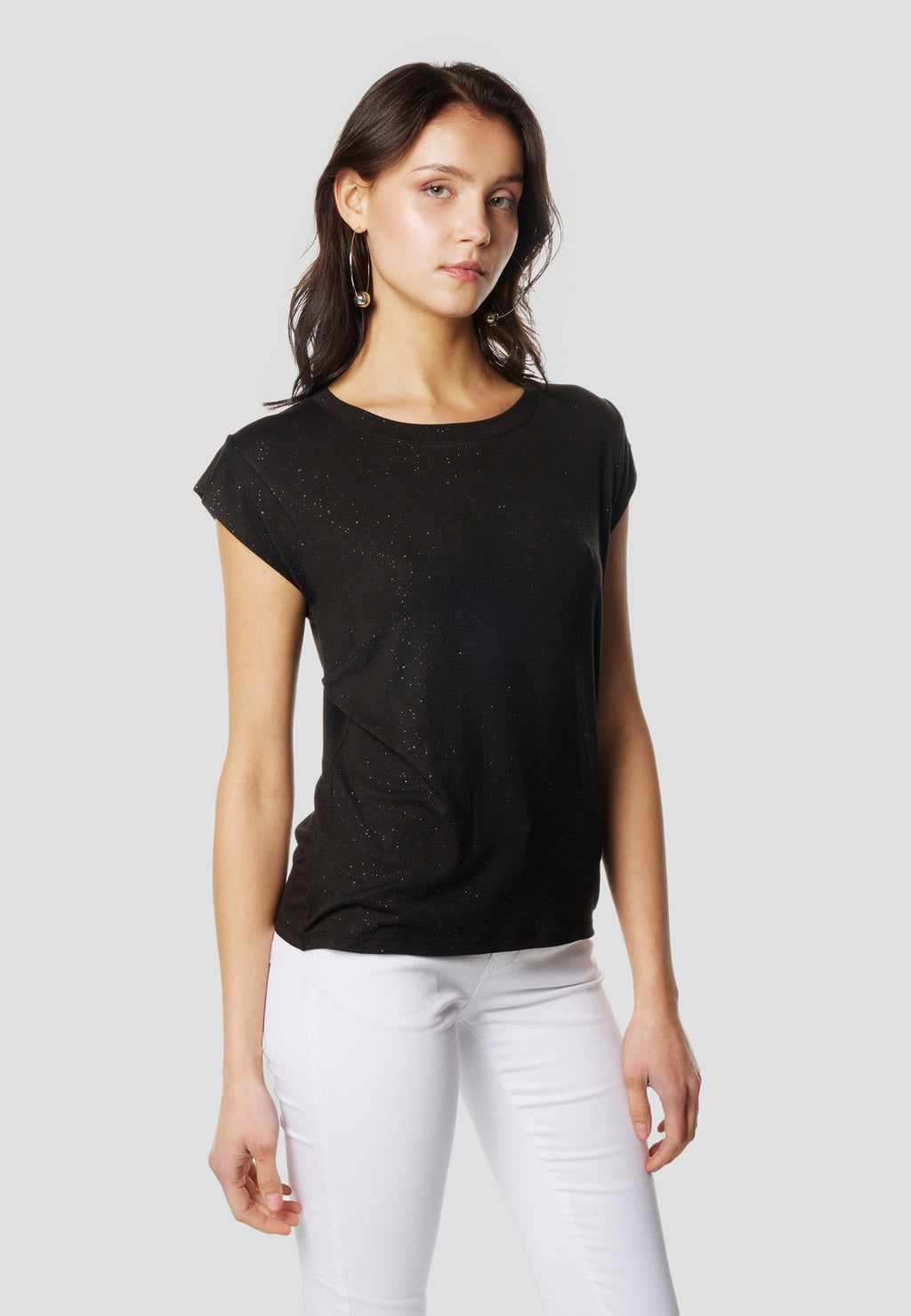 Camiseta Mujer Manga Corta Brillos con Logo – Koroshi 2612TP11