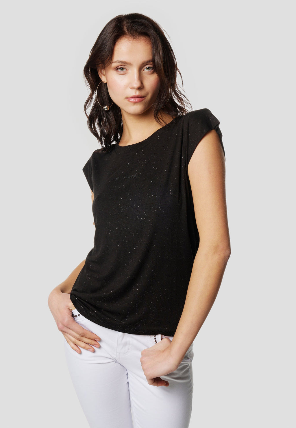 Camiseta Mujer Manga Corta Brillos con Logo – Koroshi 2612TP11