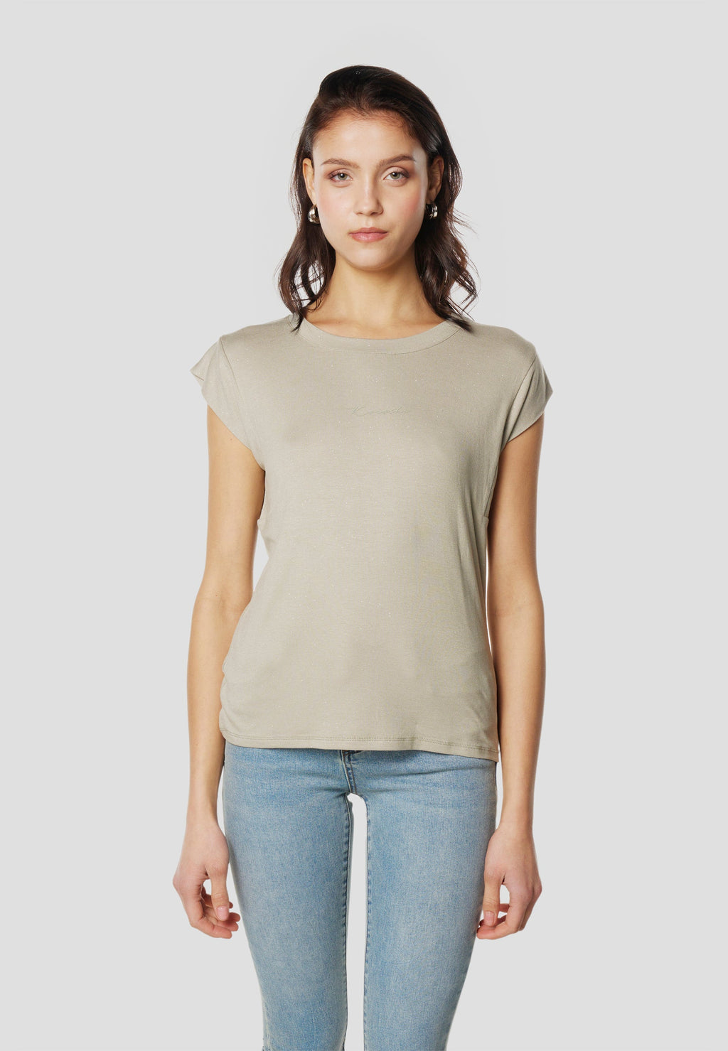 Camiseta Mujer Manga Corta Brillos con Logo – Koroshi 2612TP11