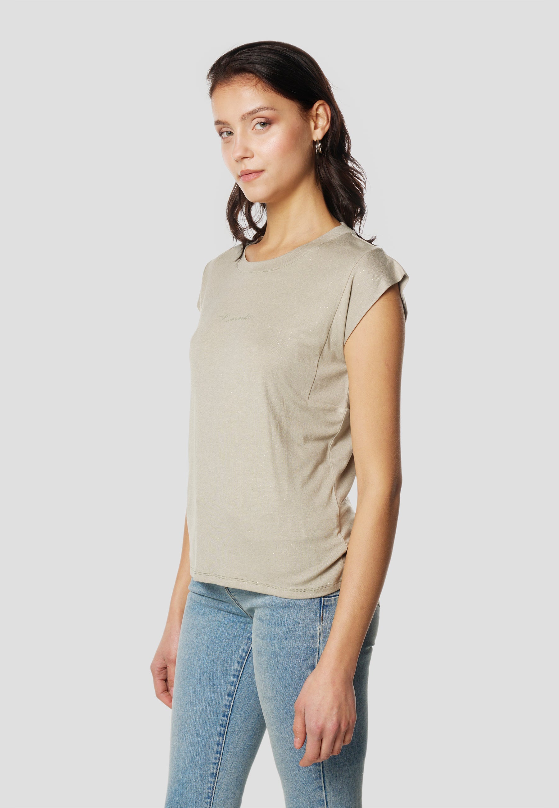 Camiseta Mujer Manga Corta Brillos con Logo – Koroshi 2612TP11